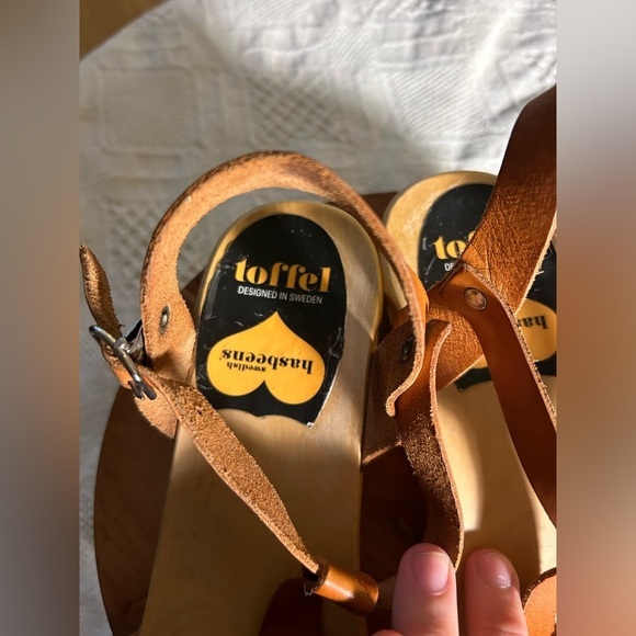 RARE Swedish Hasbeens Lacy Sandal Low Natural 39 Brown Leather - Picture 4 of 9